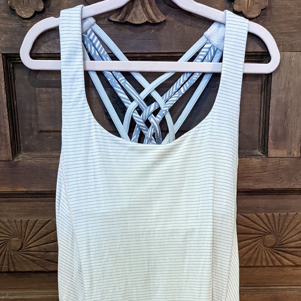 Lululemon athletica, pink and grey stripe, size 4